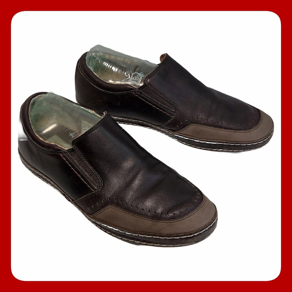 UGG Leather Slip Shoe US 9.5 EU 42.5 Brown Suede Trim Loafer Casual 1001148